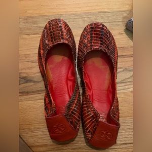 red snakeskin tory burch dress shoes